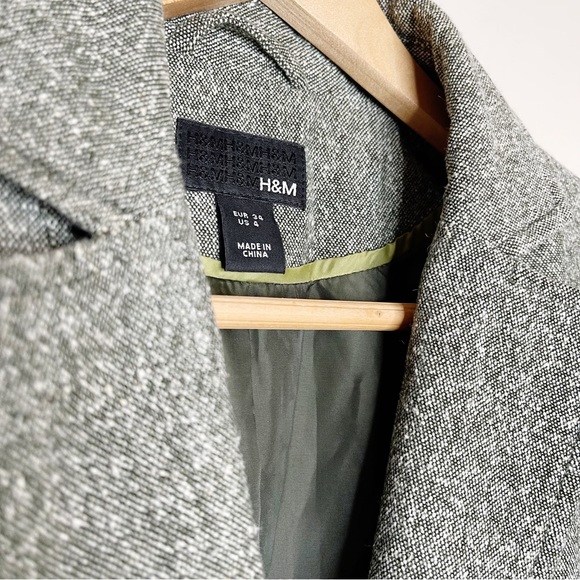 H&M Green Tweed Blazer with Jeweled Button Closure - Picture 3 of 8